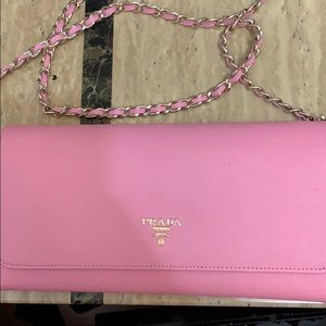 Pink Prada cross body bag